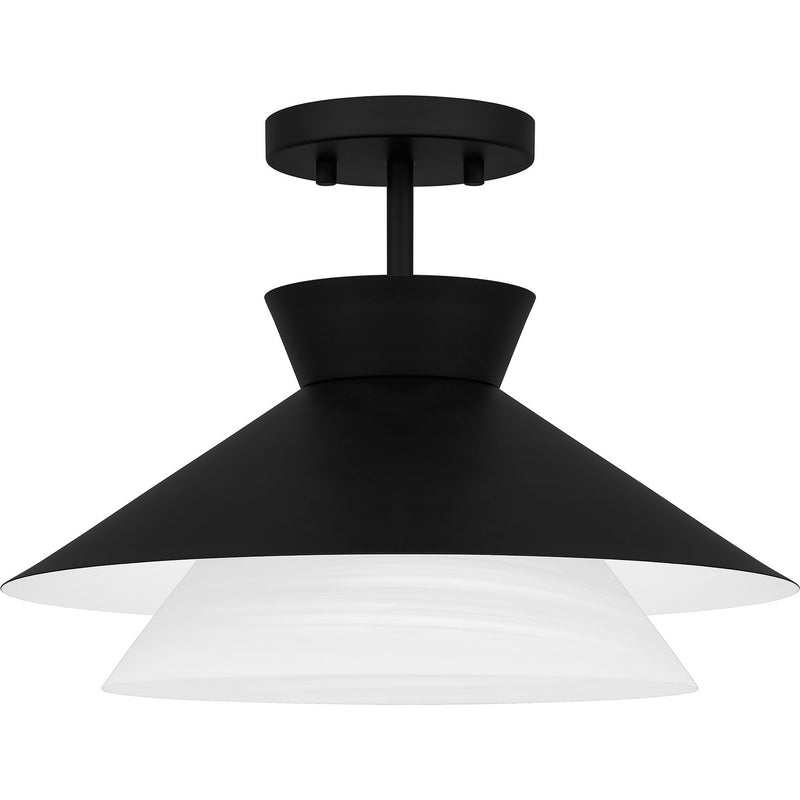 Quoizel QSF6171MBK One Light Semi Flush Mount, Matte Black