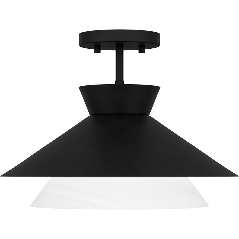Quoizel QSF6171MBK One Light Semi Flush Mount, Matte Black