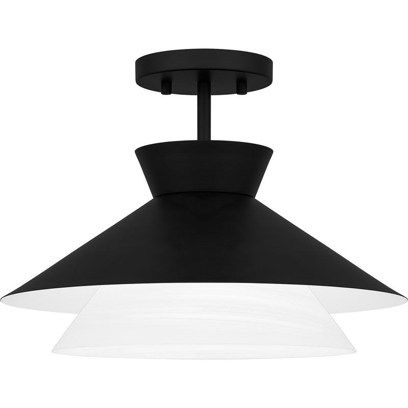 Quoizel QSF6171MBK One Light Semi Flush Mount, Matte Black