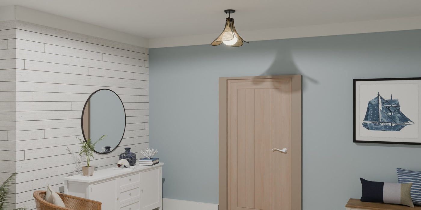 Quoizel QSF6207MBK One Light Semi Flush Mount, Matte Black
