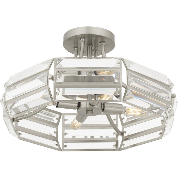 Quoizel QSF6209BN Four Light Semi Flush Mount, Brushed Nickel