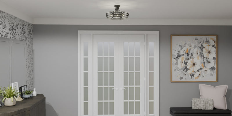 Quoizel QSF6209MBK Four Light Semi Flush Mount, Matte Black