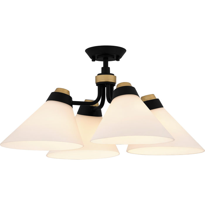 Quoizel QSF6218MBK Four Light Semi Flush Mount, Matte Black