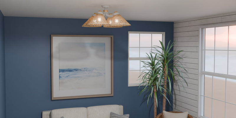 Quoizel QSF6218W Four Light Semi Flush Mount, Matte White