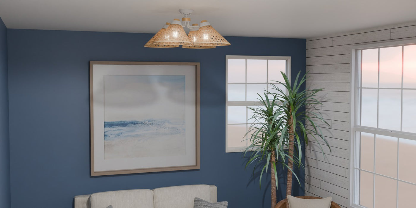 Quoizel QSF6218W Four Light Semi Flush Mount, Matte White
