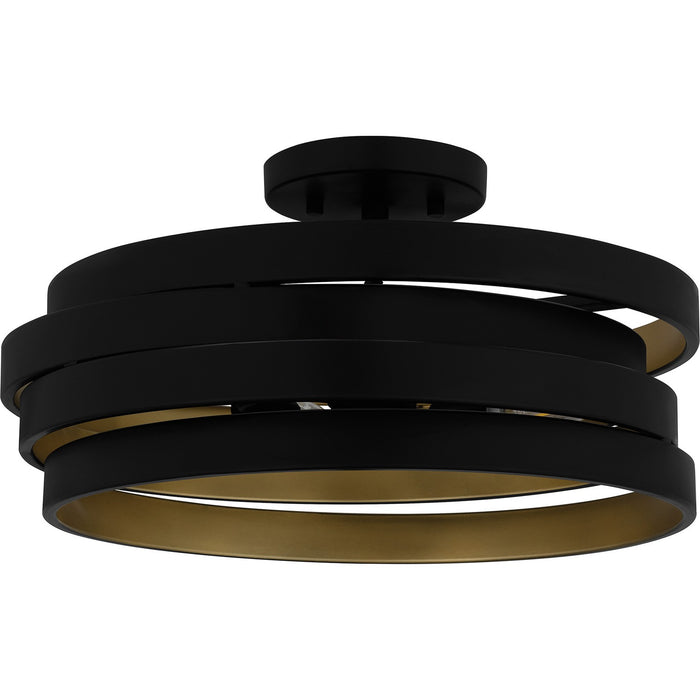 Quoizel QSF6223MBK Three Light Semi Flush Mount, Matte Black
