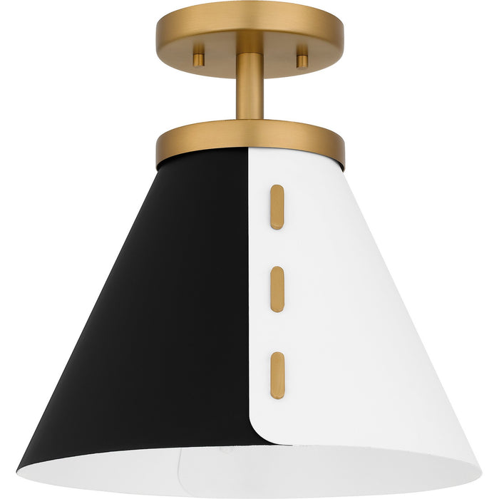 Quoizel QSF6224BWS One Light Semi Flush Mount, Brushed Weathered Brass