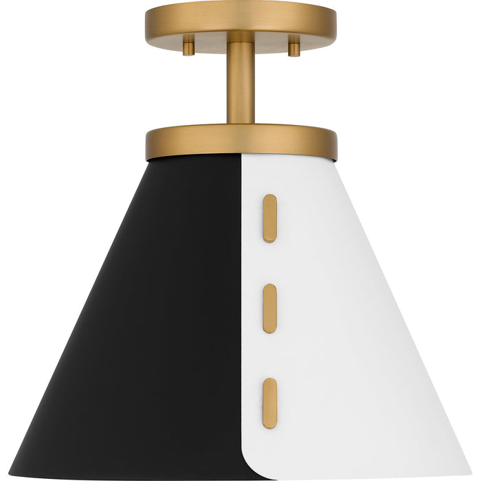 Quoizel QSF6224BWS One Light Semi Flush Mount, Brushed Weathered Brass