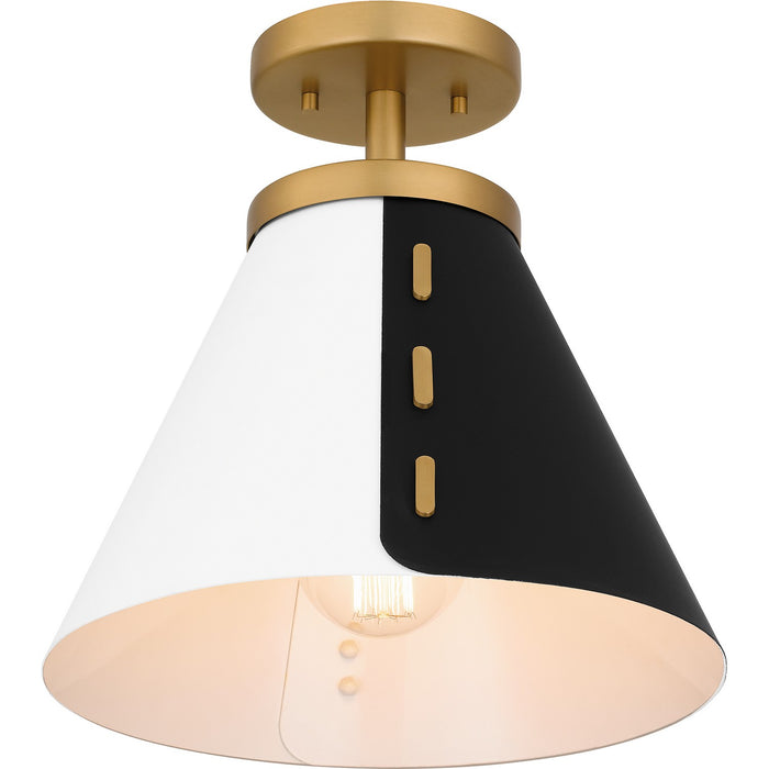 Quoizel QSF6224BWS One Light Semi Flush Mount, Brushed Weathered Brass