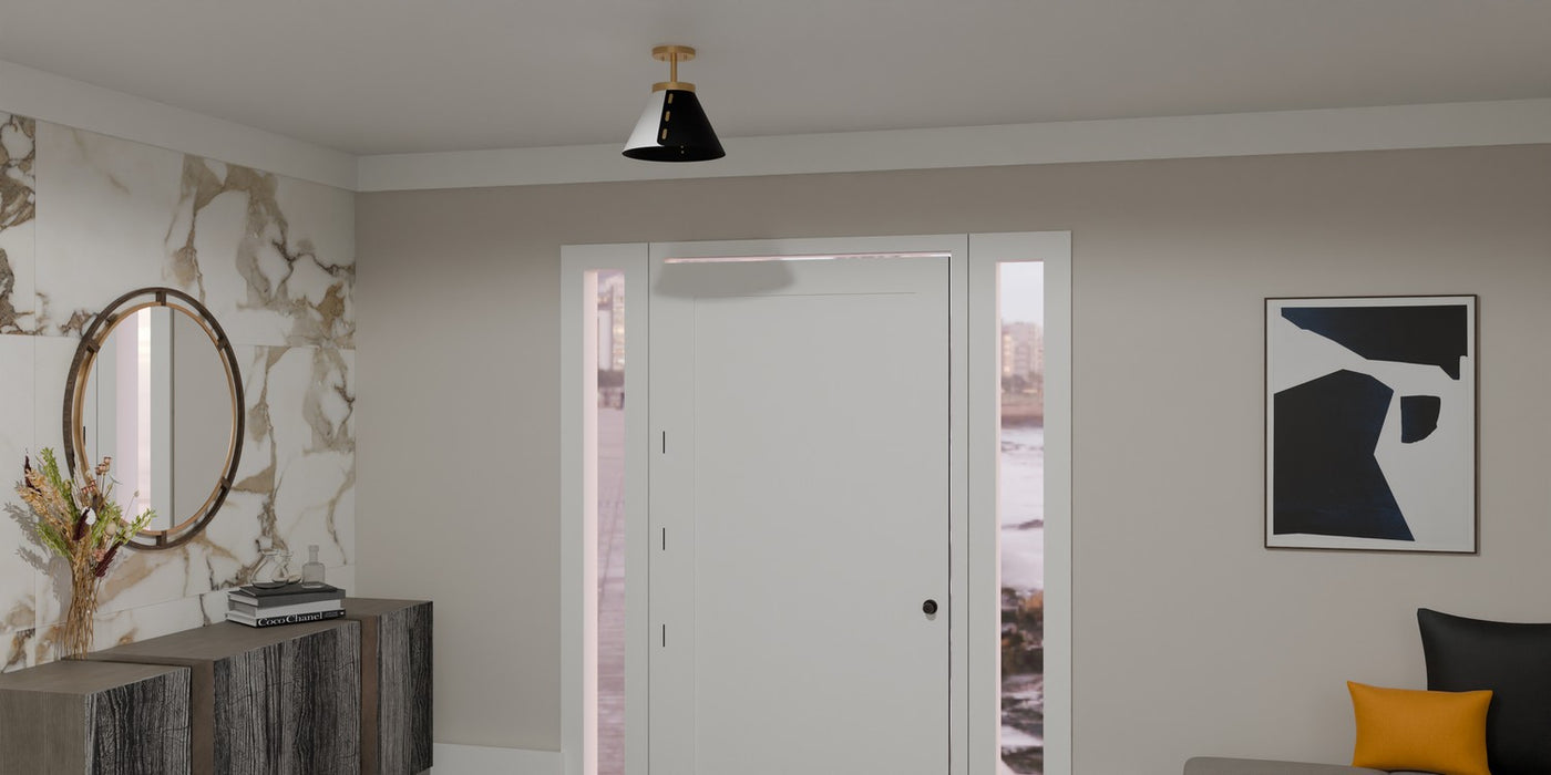 Quoizel QSF6224BWS One Light Semi Flush Mount, Brushed Weathered Brass