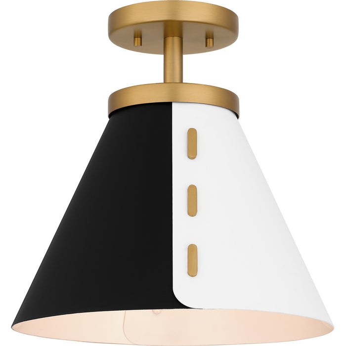 Quoizel QSF6224BWS One Light Semi Flush Mount, Brushed Weathered Brass