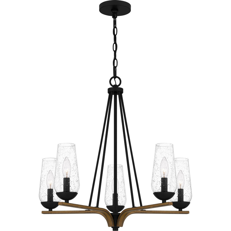 Quoizel ROC5025MBK Five Light Chandelier, Matte Black