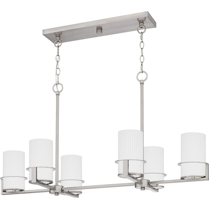 Quoizel SEY636BN Six Light Linear Chandelier, Brushed Nickel