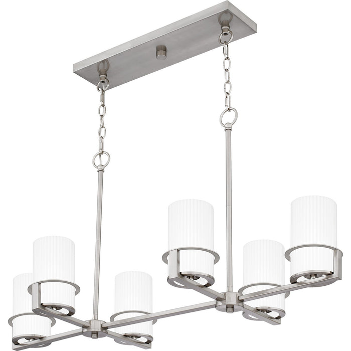 Quoizel SEY636BN Six Light Linear Chandelier, Brushed Nickel