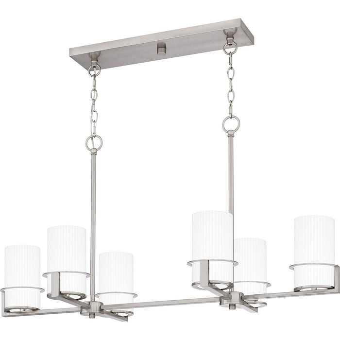 Quoizel SEY636BN Six Light Linear Chandelier, Brushed Nickel
