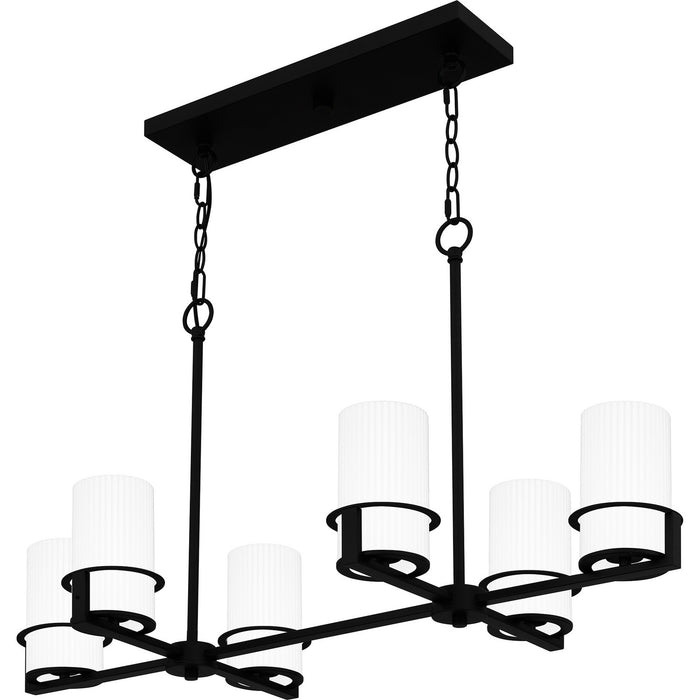Quoizel SEY636MBK Six Light Linear Chandelier, Matte Black