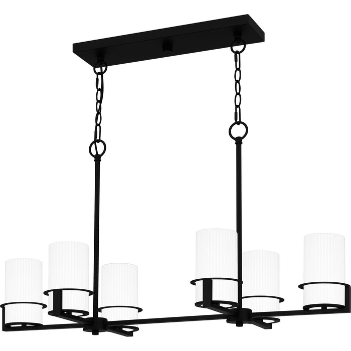 Quoizel SEY636MBK Six Light Linear Chandelier, Matte Black