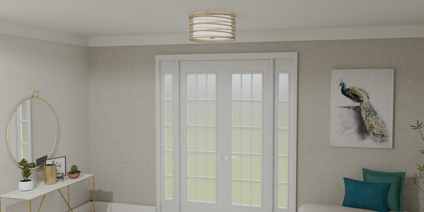 Quoizel SPL1720LG Three Light Semi Flush Mount, Light Gold