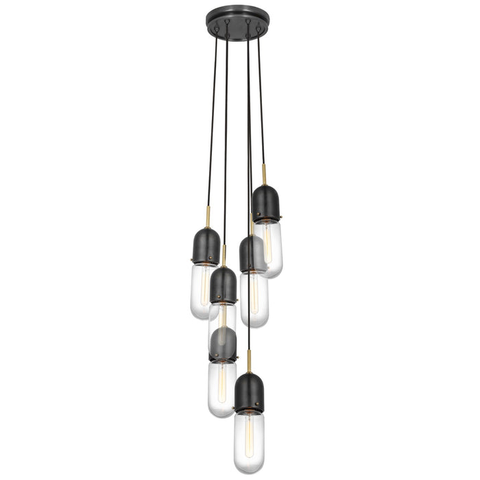Visual Comfort Signature TOB 5646BZ/HAB-CG-6 LED Pendant, Bronze and Brass