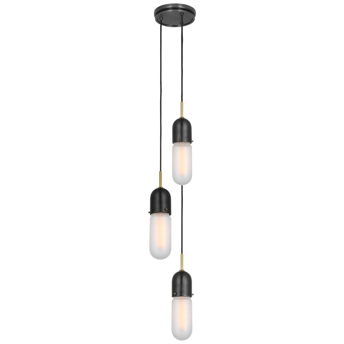 Visual Comfort Signature TOB 5646BZ/HAB-FG-3 LED Pendant, Bronze and Brass