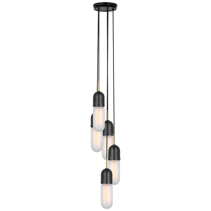 Visual Comfort Signature TOB 5646BZ/HAB-FG-5 LED Pendant, Bronze and Brass