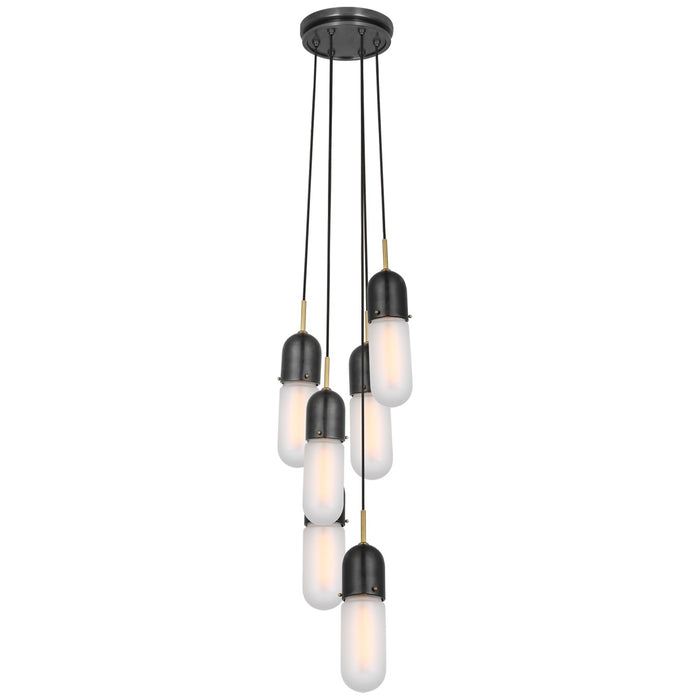Visual Comfort Signature TOB 5646BZ/HAB-FG-6 LED Pendant, Bronze and Brass