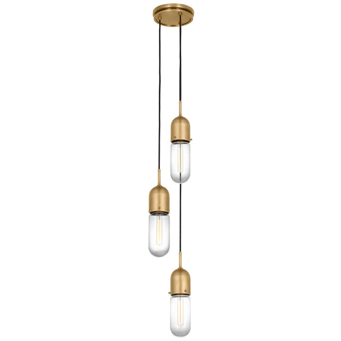 Visual Comfort Signature TOB 5646HAB-CG-3 LED Pendant, Hand-Rubbed Antique Brass