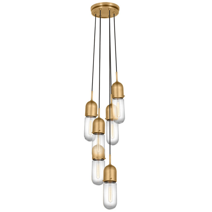 Visual Comfort Signature TOB 5646HAB-CG-6 LED Pendant, Hand-Rubbed Antique Brass