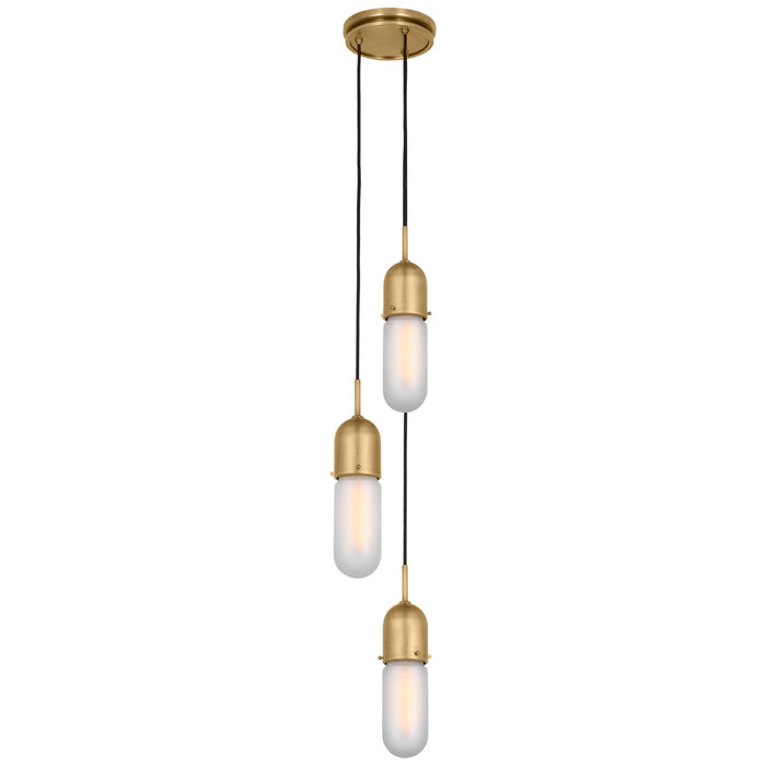 Visual Comfort Signature TOB 5646HAB-FG-3 LED Pendant, Hand-Rubbed Antique Brass