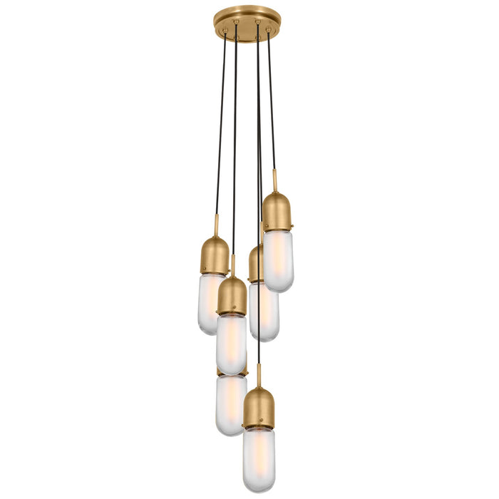 Visual Comfort Signature TOB 5646HAB-FG-6 LED Pendant, Hand-Rubbed Antique Brass