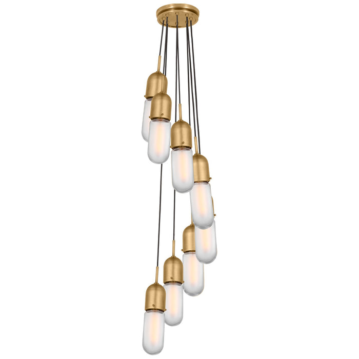 Visual Comfort Signature TOB 5646HAB-FG-8 LED Pendant, Hand-Rubbed Antique Brass