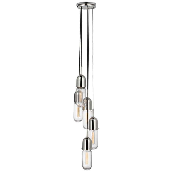 Visual Comfort Signature TOB 5646PN-CG-5 LED Pendant, Polished Nickel