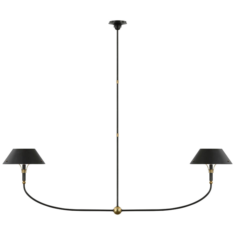 Visual Comfort Signature TOB 5728BZ/HAB-BZ LED Linear Chandelier, Bronze and Hand-Rubbed Antique Brass