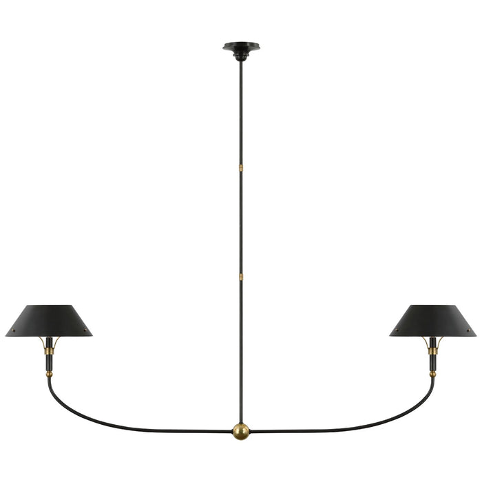 Visual Comfort Signature TOB 5728BZ/HAB-BZ LED Linear Chandelier, Bronze and Hand-Rubbed Antique Brass