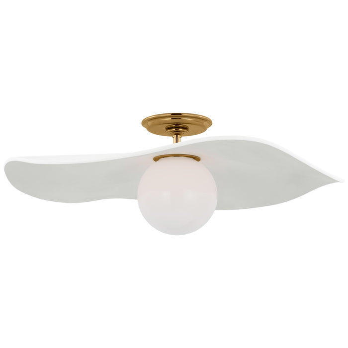 Visual Comfort Signature WS 4040HAB-WHT LED Semi-Flush Mount, Hand-Rubbed Antique Brass