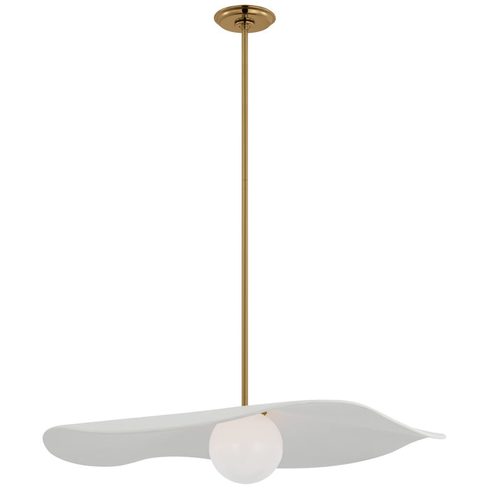 Visual Comfort Signature WS 5040HAB-WHT LED Pendant, Hand-Rubbed Antique Brass