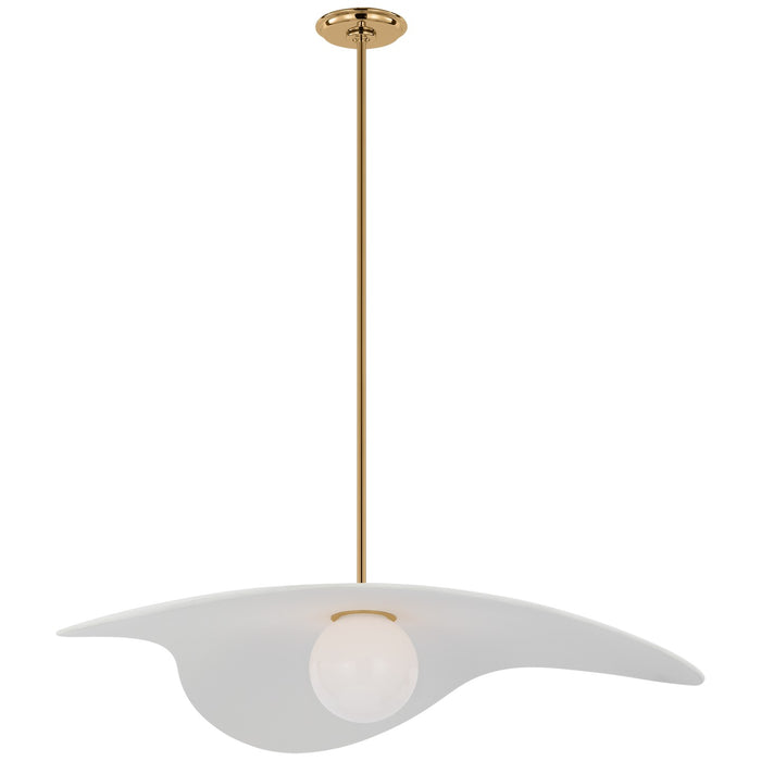 Visual Comfort Signature WS 5048HAB-WHT LED Pendant, Hand-Rubbed Antique Brass