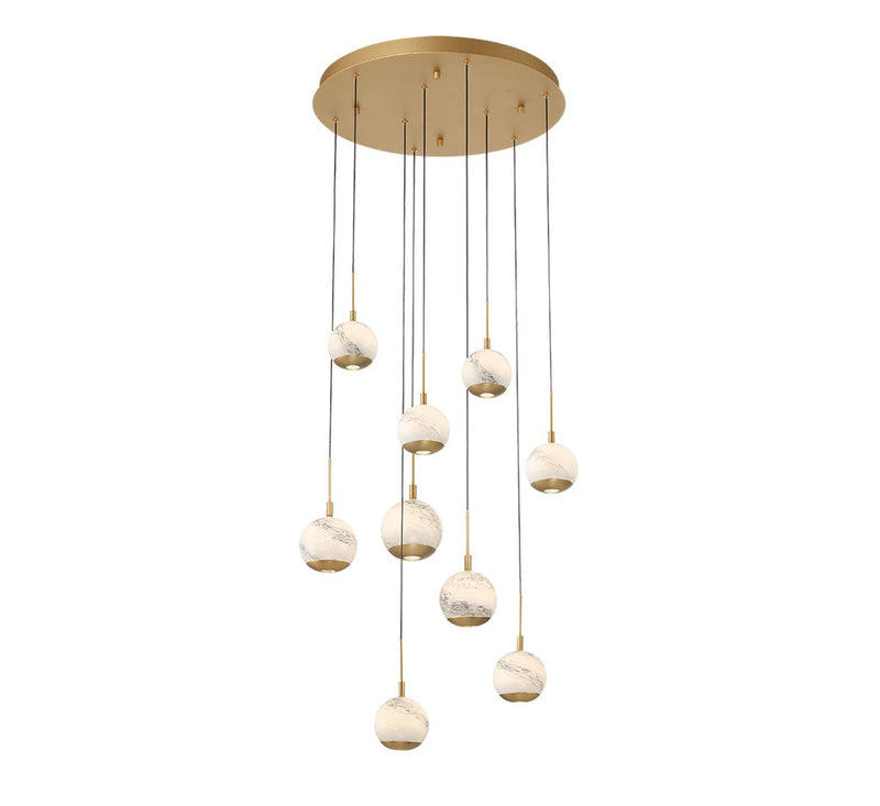 Lib & Co. 10204-030 LED Chandelier, Painted Antique Brass