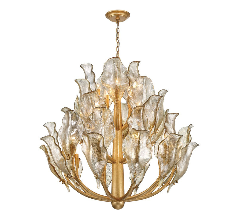 Lib & Co. 12049-028 20 Light Chandelier, Gold Leaf