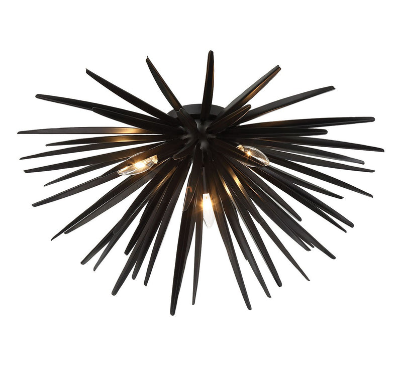 Lib & Co. 12058-06 Three Light Ceiling Mount, Metallic Black