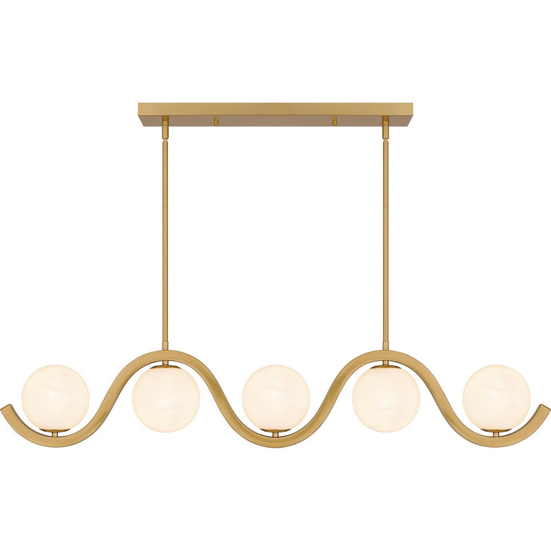 Quoizel SRI551AB Five Light Linear Chandelier, Aged Brass