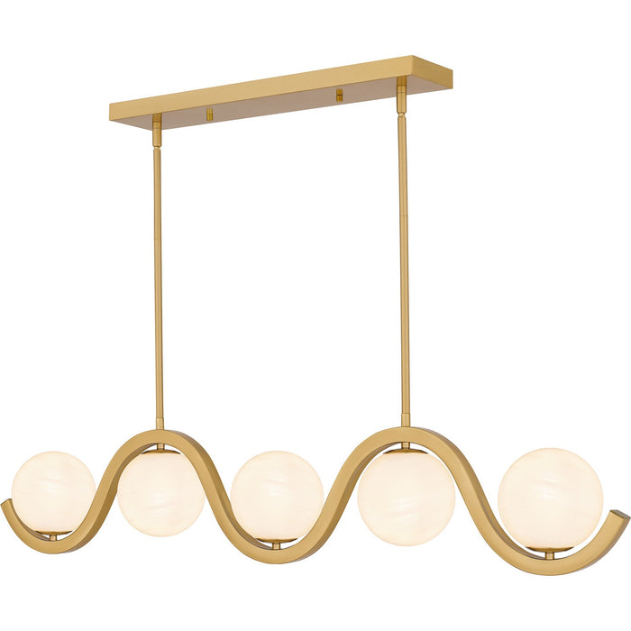 Quoizel SRI551AB Five Light Linear Chandelier, Aged Brass