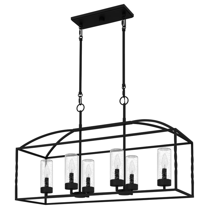 Quoizel THA636EK Six Light Linear Chandelier, Earth Black