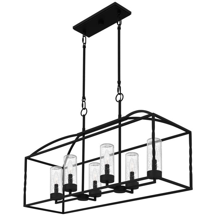 Quoizel THA636EK Six Light Linear Chandelier, Earth Black
