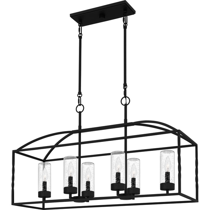 Quoizel THA636EK Six Light Linear Chandelier, Earth Black