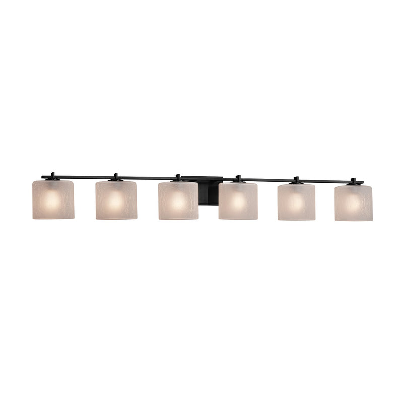 Justice Designs FSN-8446-30-FRCR-MBLK Six Light Bath Bar, Matte Black
