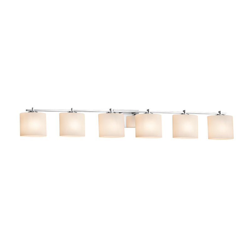 Justice Designs FSN-8446-30-OPAL-CROM Six Light Bath Bar, Polished Chrome