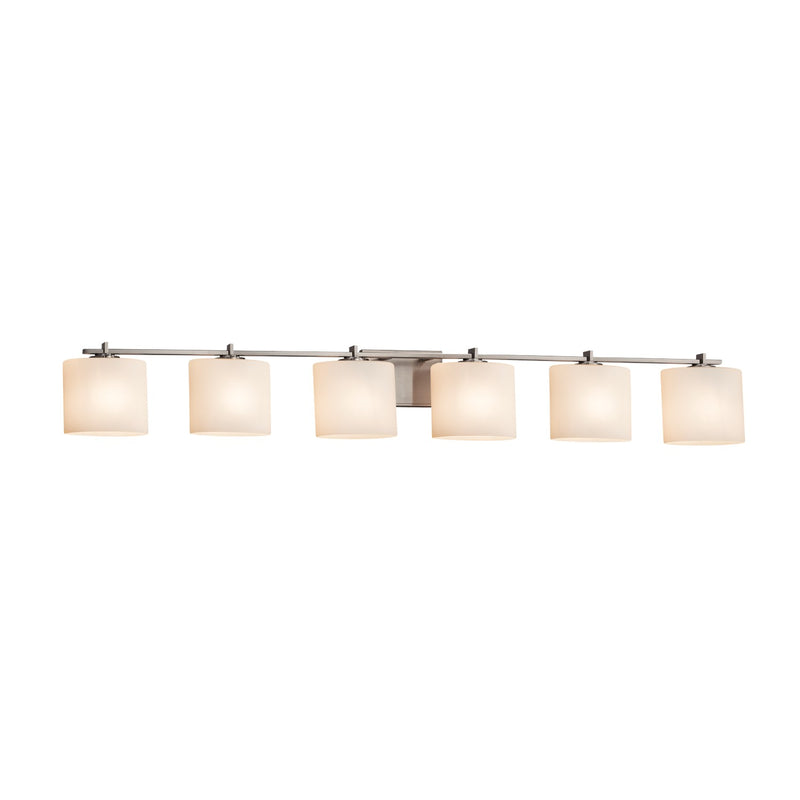 Justice Designs FSN-8446-30-OPAL-NCKL Six Light Bath Bar, Brushed Nickel