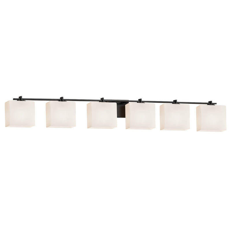 Justice Designs FSN-8446-55-OPAL-MBLK Six Light Bath Bar, Matte Black