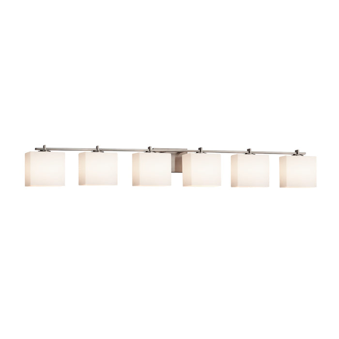Justice Designs FSN-8446-55-OPAL-NCKL Six Light Bath Bar, Brushed Nickel